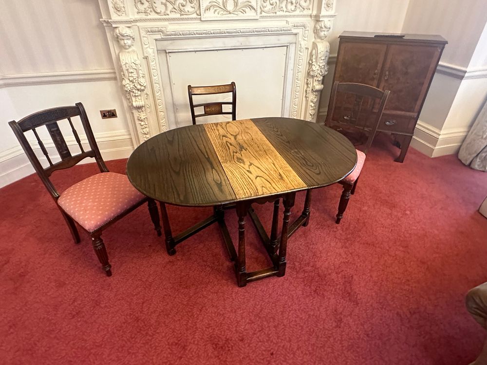 Lot 1421: An Early 19th Century Oak Gate Leg Dining Table and Three Chairs