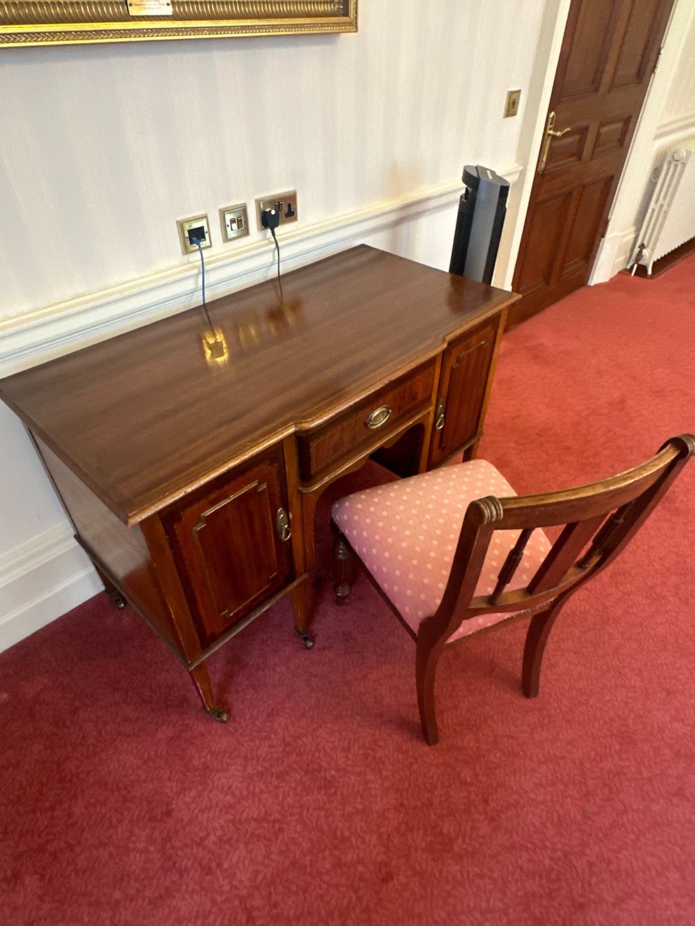 Lot 1423: A Dark Hardwood Writing Desk and Chair, in Regency Revival Style