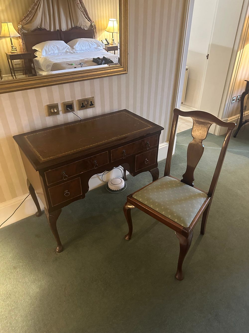 Lot 1443: A Georgian or Chippendale Style Mahogany Writing Desk and Side Chair