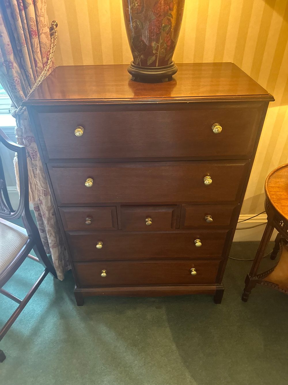 Lot 1447: A Federal Style Dark-Stained Hardwood Chest of Six Drawers