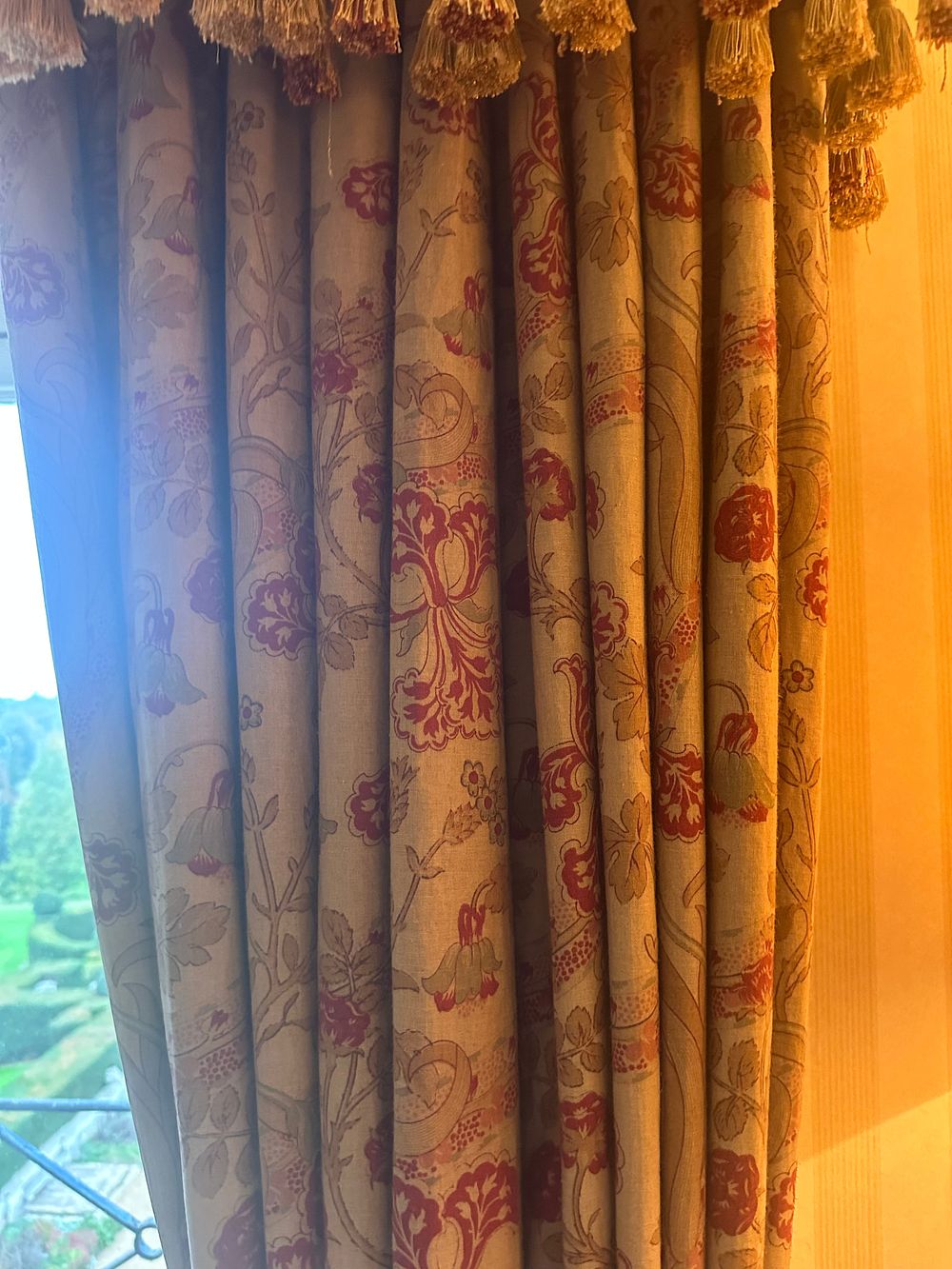 Lot 1457: A Pair of Paoletti Zurich Floral Jacquard Drapes with Valance and Tie-Backs