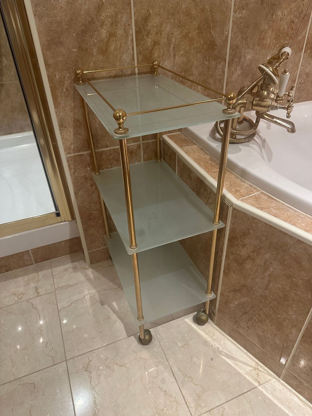Lot 1459: A Dimart Milano Modern 24kt Gold Plated Service Cart