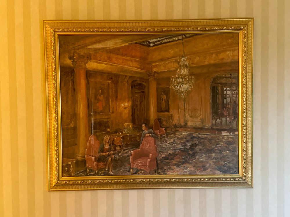 Lot 1463: A Framed Impressionistic Oil on Canvas Depicting a Grand Interior