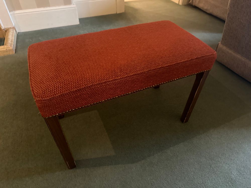Lot 1482: A Mid-Century Teak Upholstered Bench or Stool