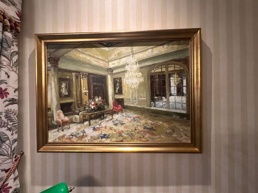 Lot 1502: An Impressionistic Style Oil Painting of an Opulent Interior