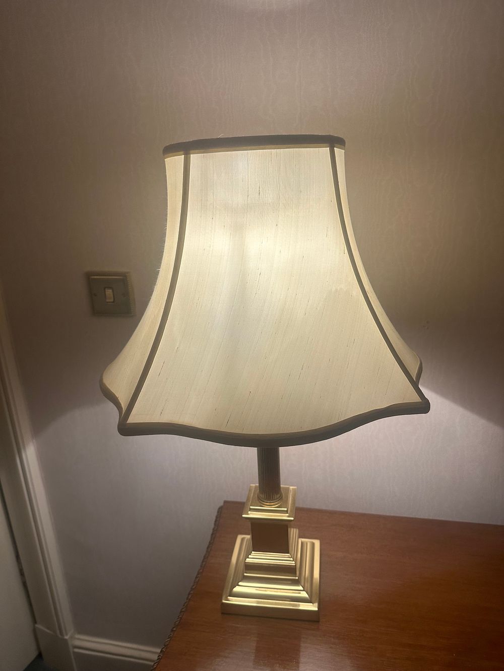 Lot 1536: Three Neoclassic Style Brass Column Table Lamps, circa 1970s-1980s