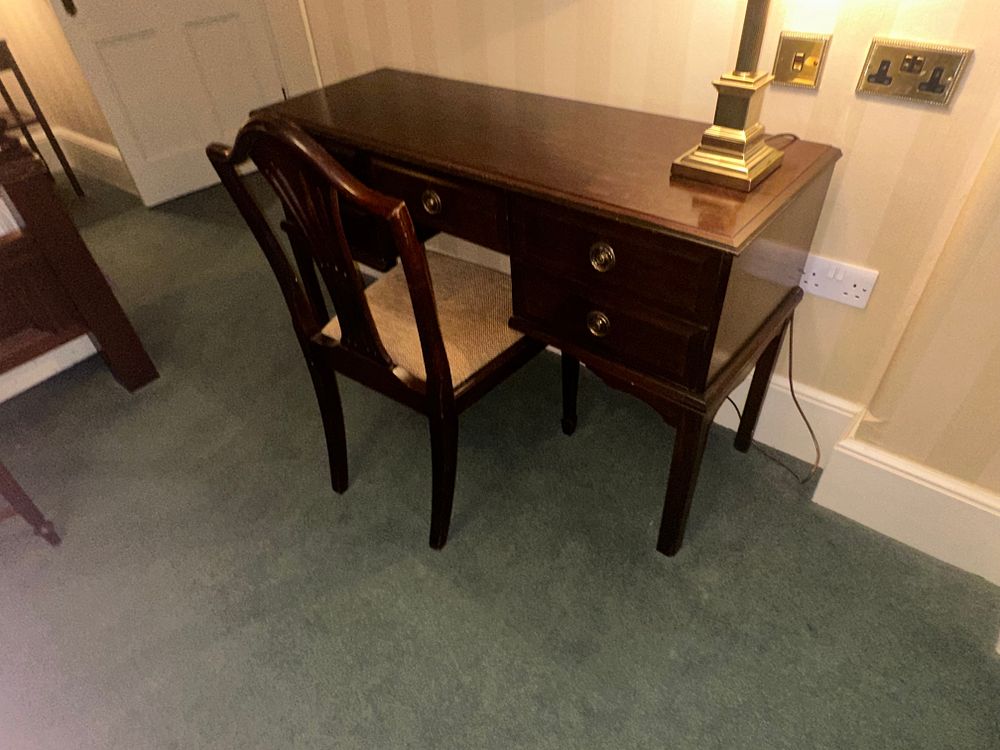 Lot 1561: An Ethan Allen British Collection Solid Cherry Writing Desk and Chair