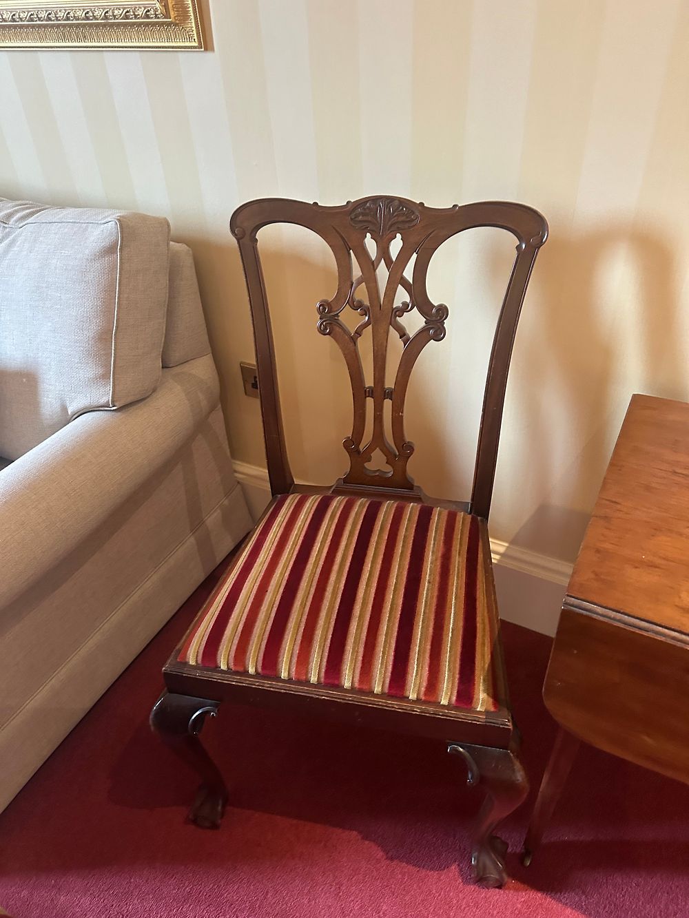 Lot 1643: Chippendale Style Mahogany Table and Two Chairs