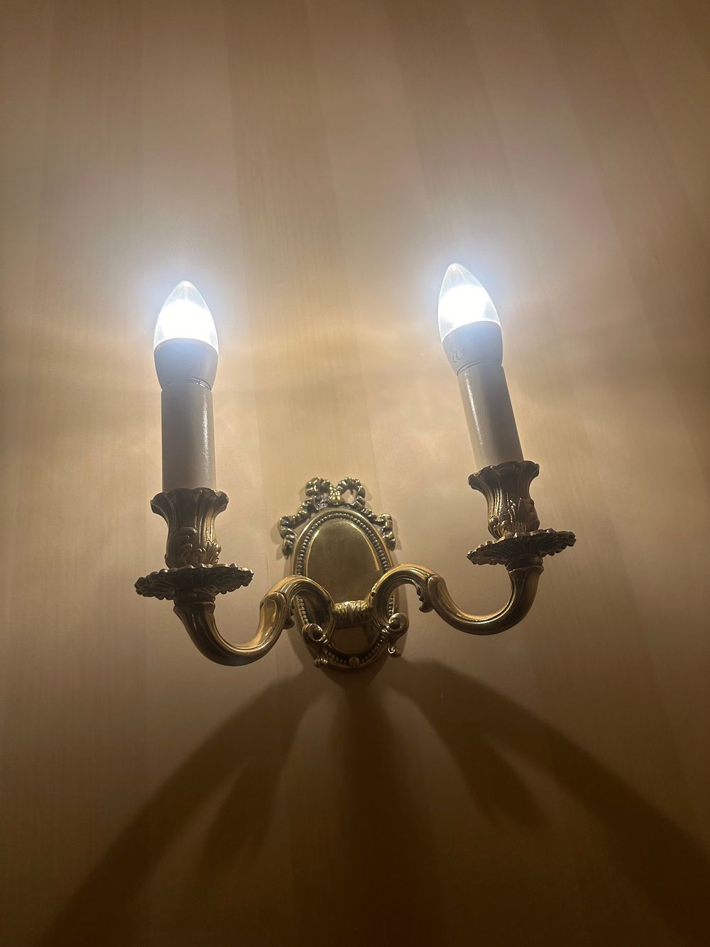 Lot 1673: A Vintage Brass Two-Light Wall Sconce, Rococo Revival Style