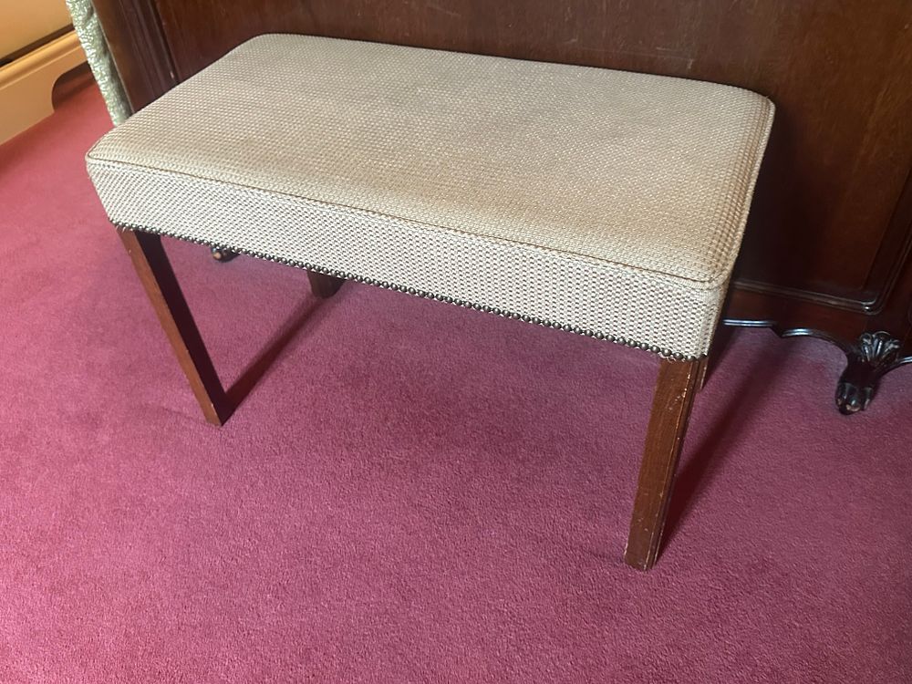 Lot 1682: A 1940s Mahogany and Upholstered Bench