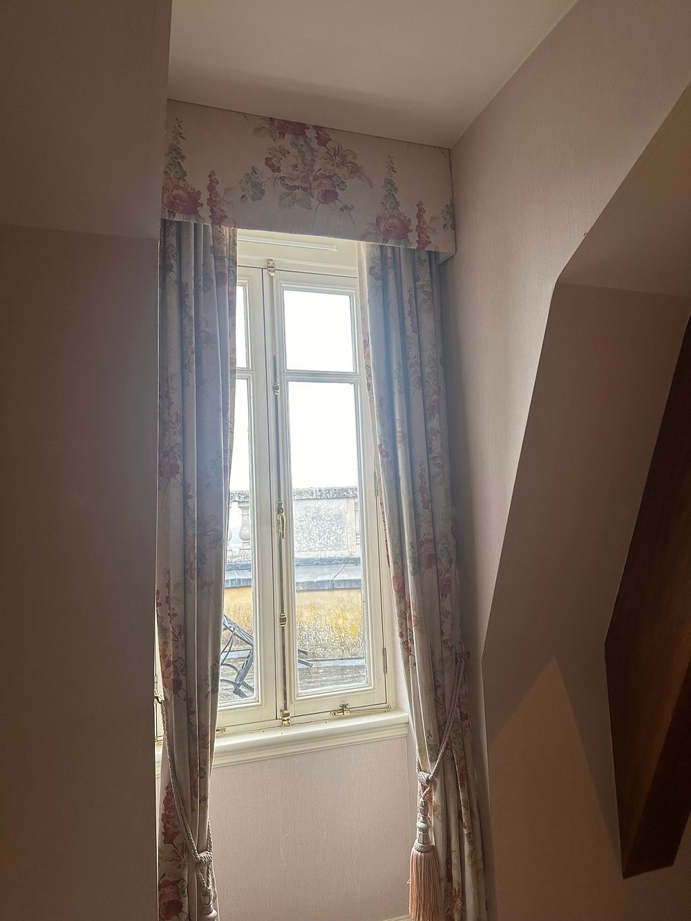 Lot 1725: A Pair of RLF Home Style Interlined Floral Chintz Curtains, with Valance and Tie-Backs