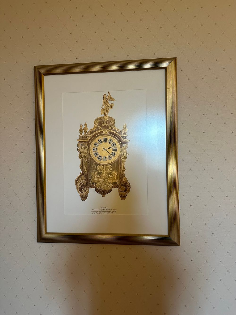 Lot 1726: A Framed Print Depicting a French Boulle Bracket Clock by André Charles Boulle, c. 1690