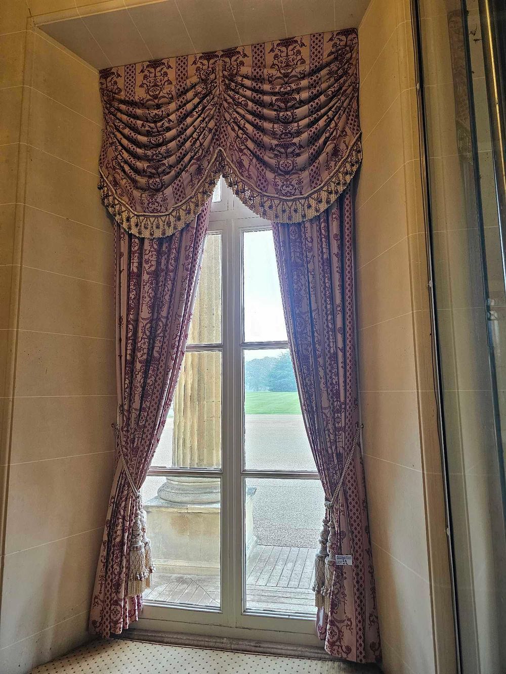 Lot 2a: A Pair of Contemporary Jacquard Draperies with Damask Swag Pelmet and Tassels