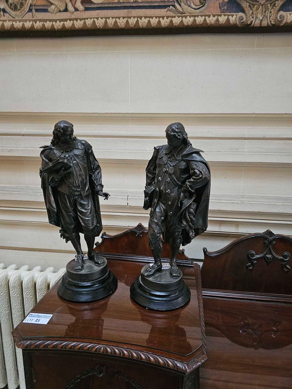 Lot 22: A Pair of French Bronzed Spelter Figures, After Jacques Callot, depicting Cavalier Gentlemen