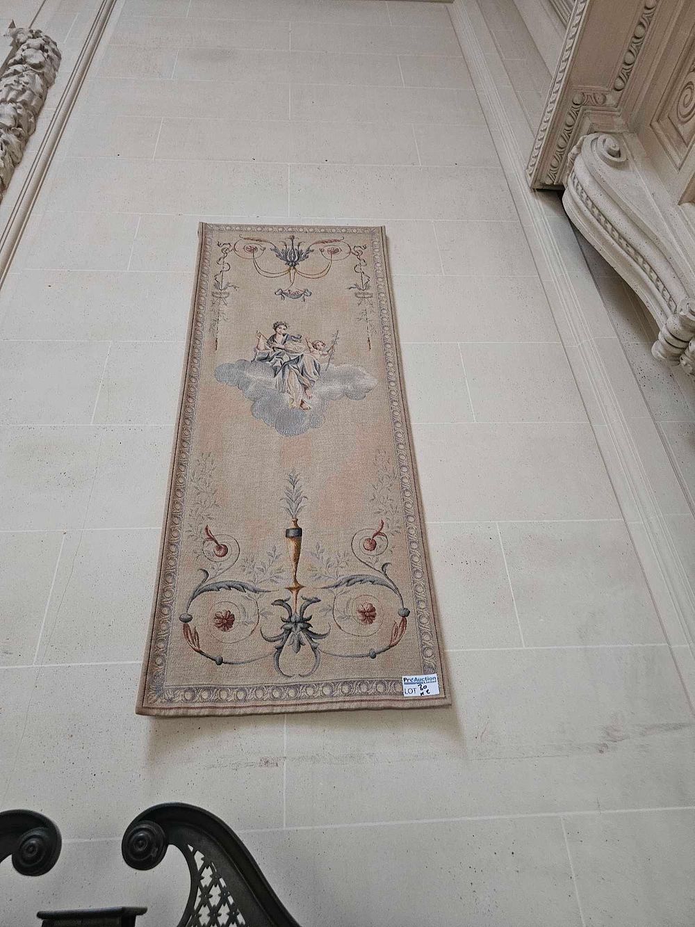 Lot 30: A French Portiere 'Blue Lady' Tapestry