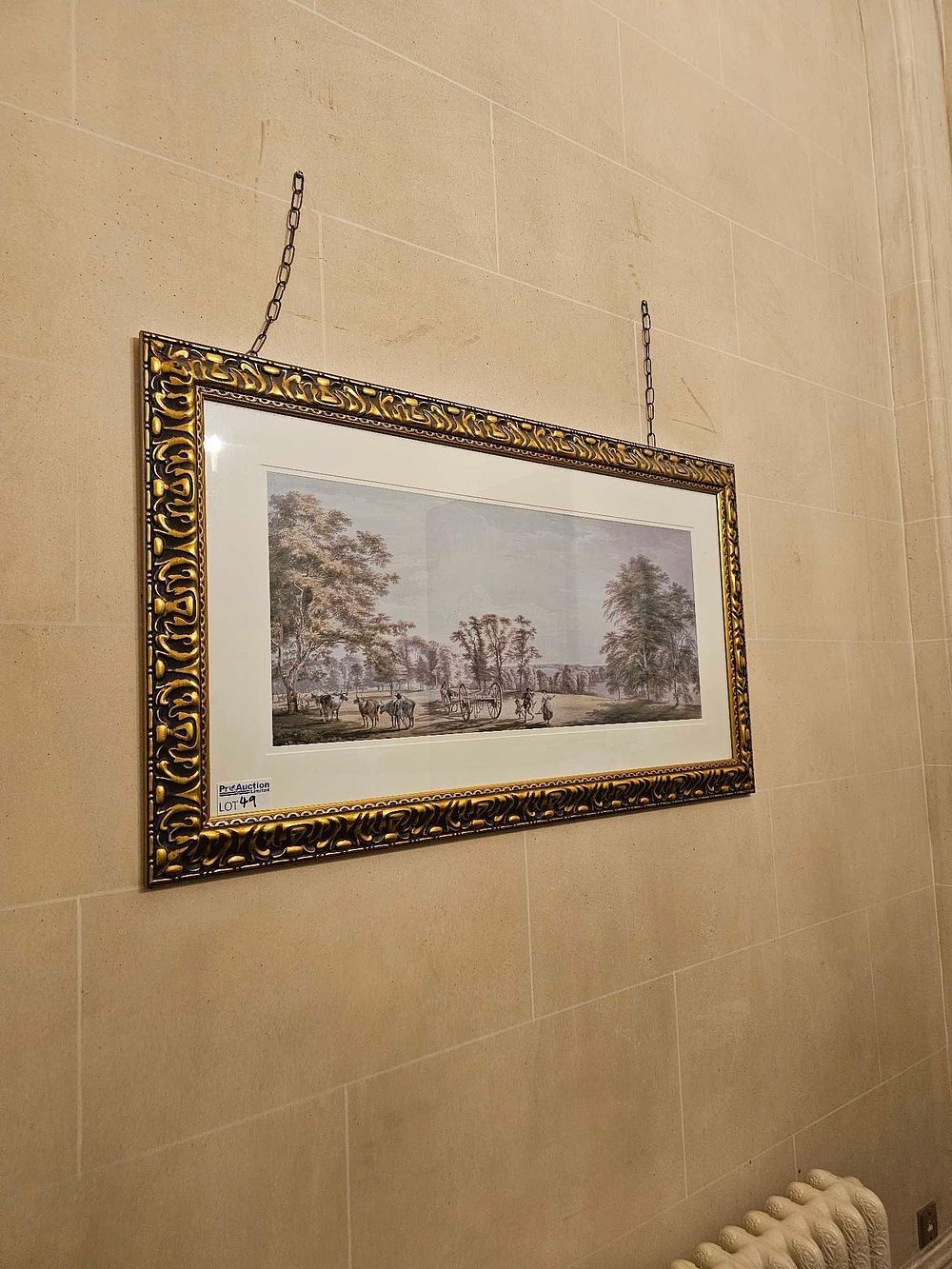 Lot 49: A Framed Late 18th/Early 19th Century Pastoral Landscape Engraving in an Ornate Gilt Frame