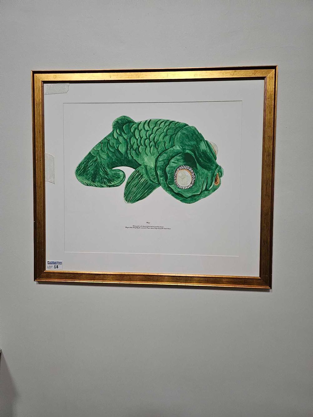 Lot 58: An Illustration of a Fabergé Green Jade Fish Bols-Pull with Diamond Eyes, with Provenance