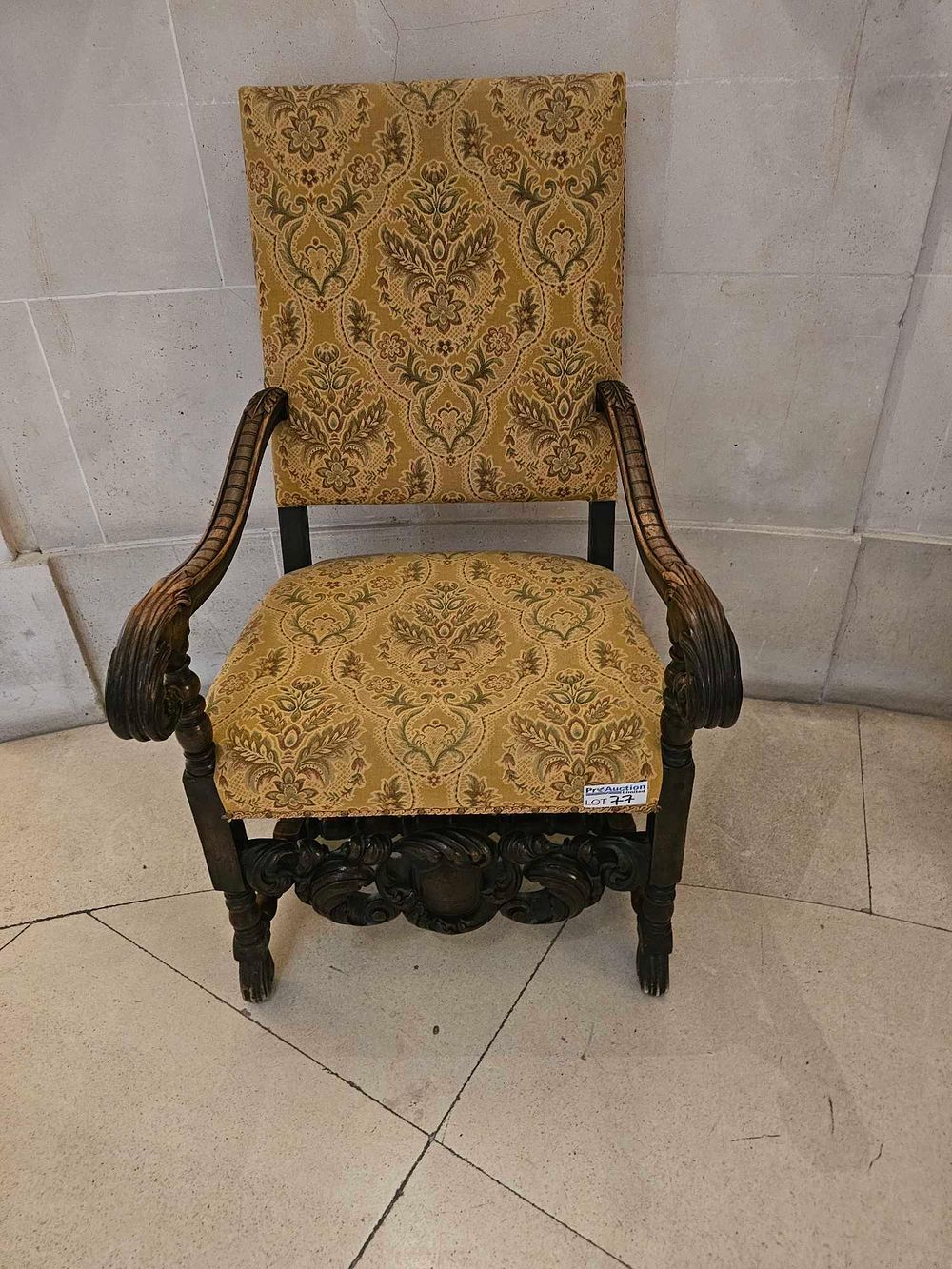 Lot 77: 19th Century Renaissance Revival Style Carved Throne Armchair