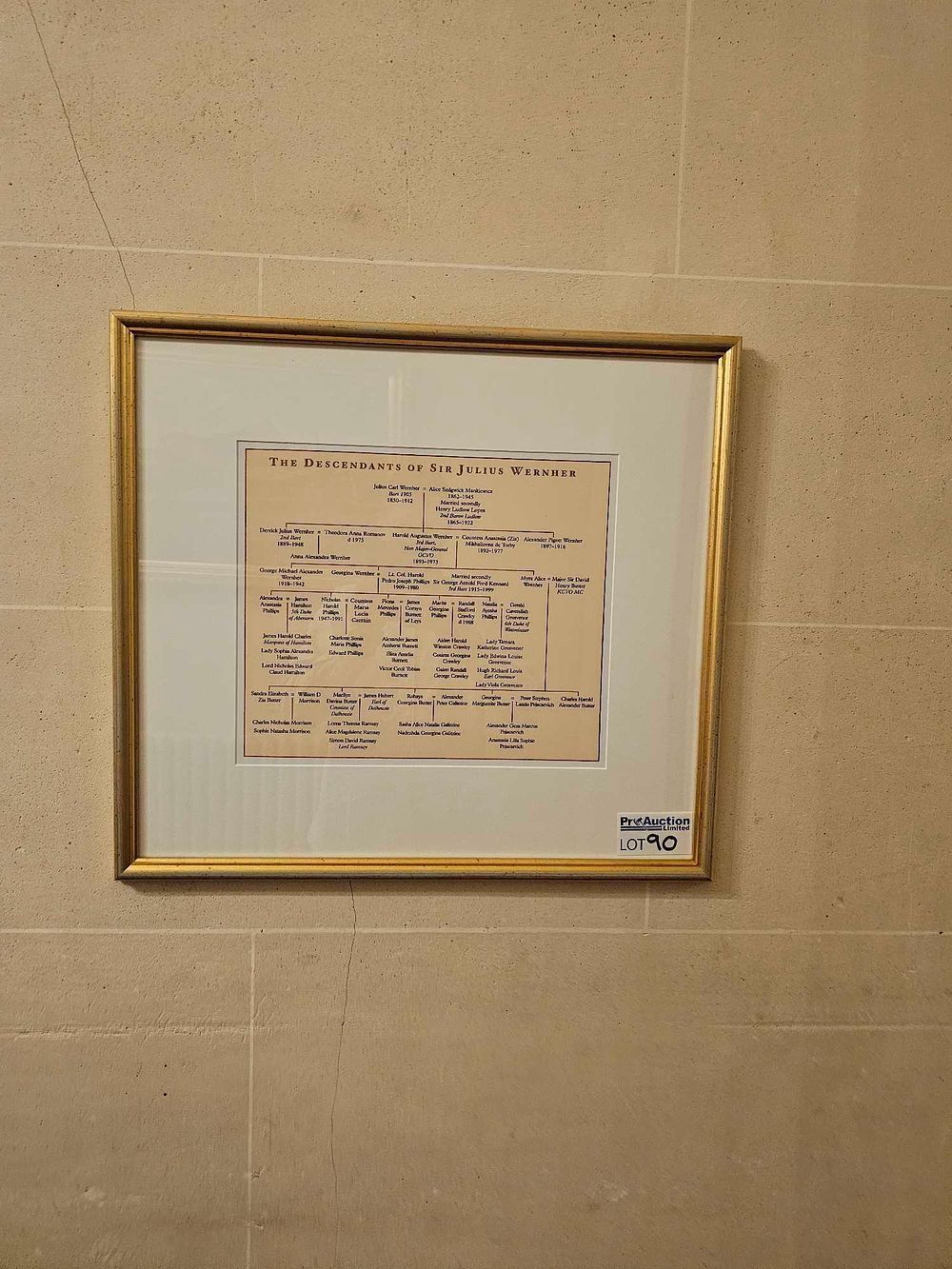Lot 90: A Framed Genealogical Chart of The Descendants of Sir Julius Wernher