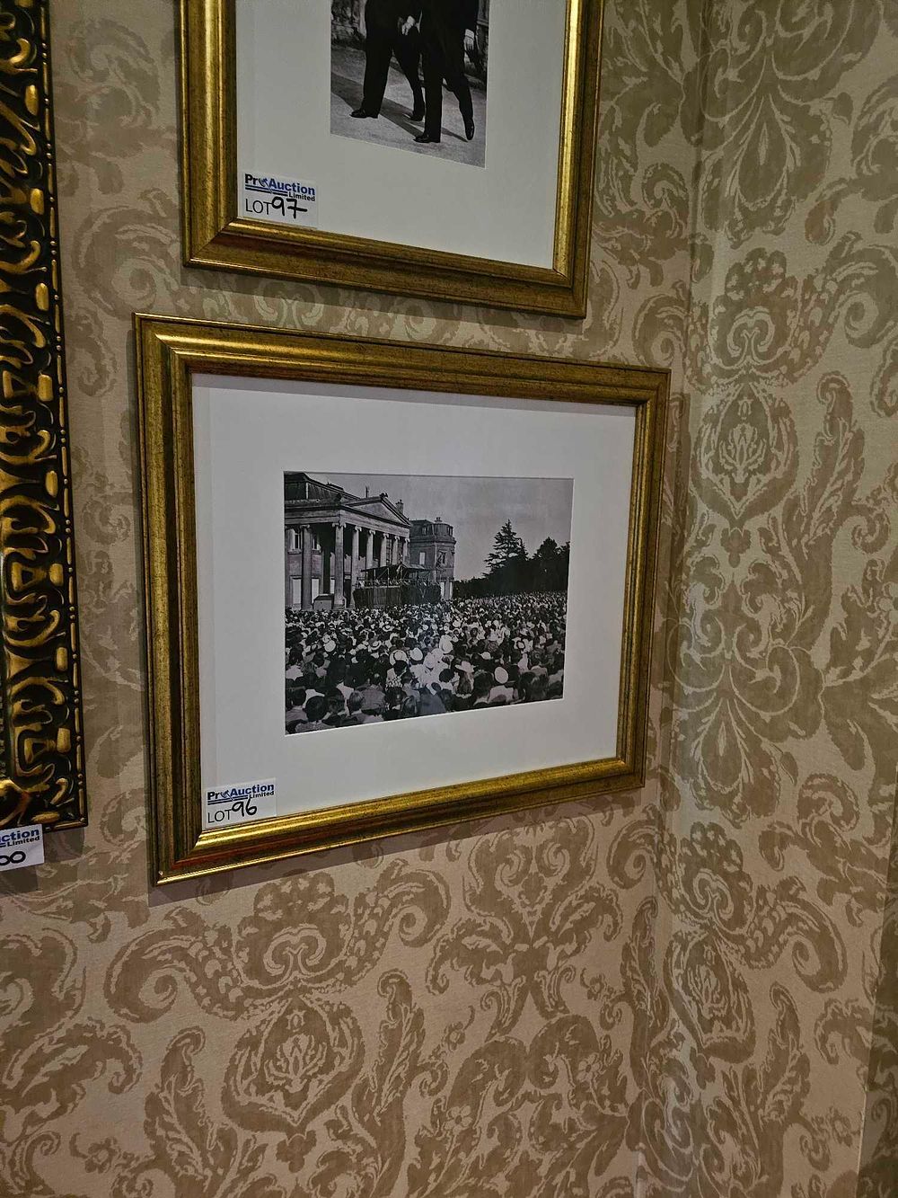 Lot 96: Framed Black and White Photograph of the White House with a Crowd