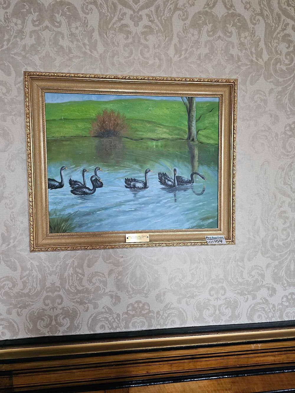 Lot 104: Sir Winston Churchill, Black Swans on the Lake at Chartwell