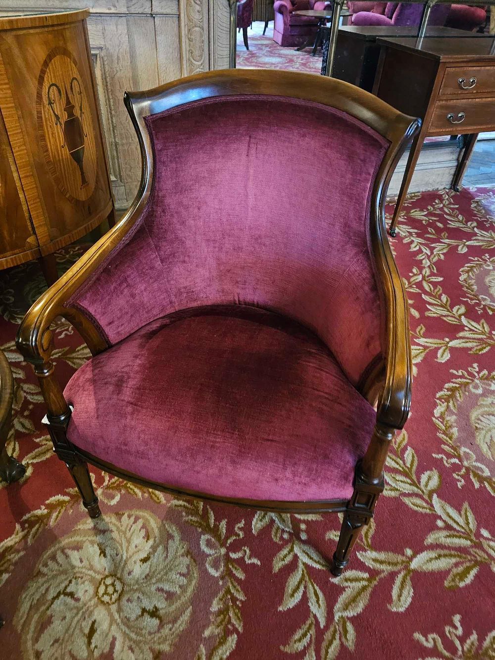 Lot 114: A Pair of Victorian French Style Upholstered Armchairs