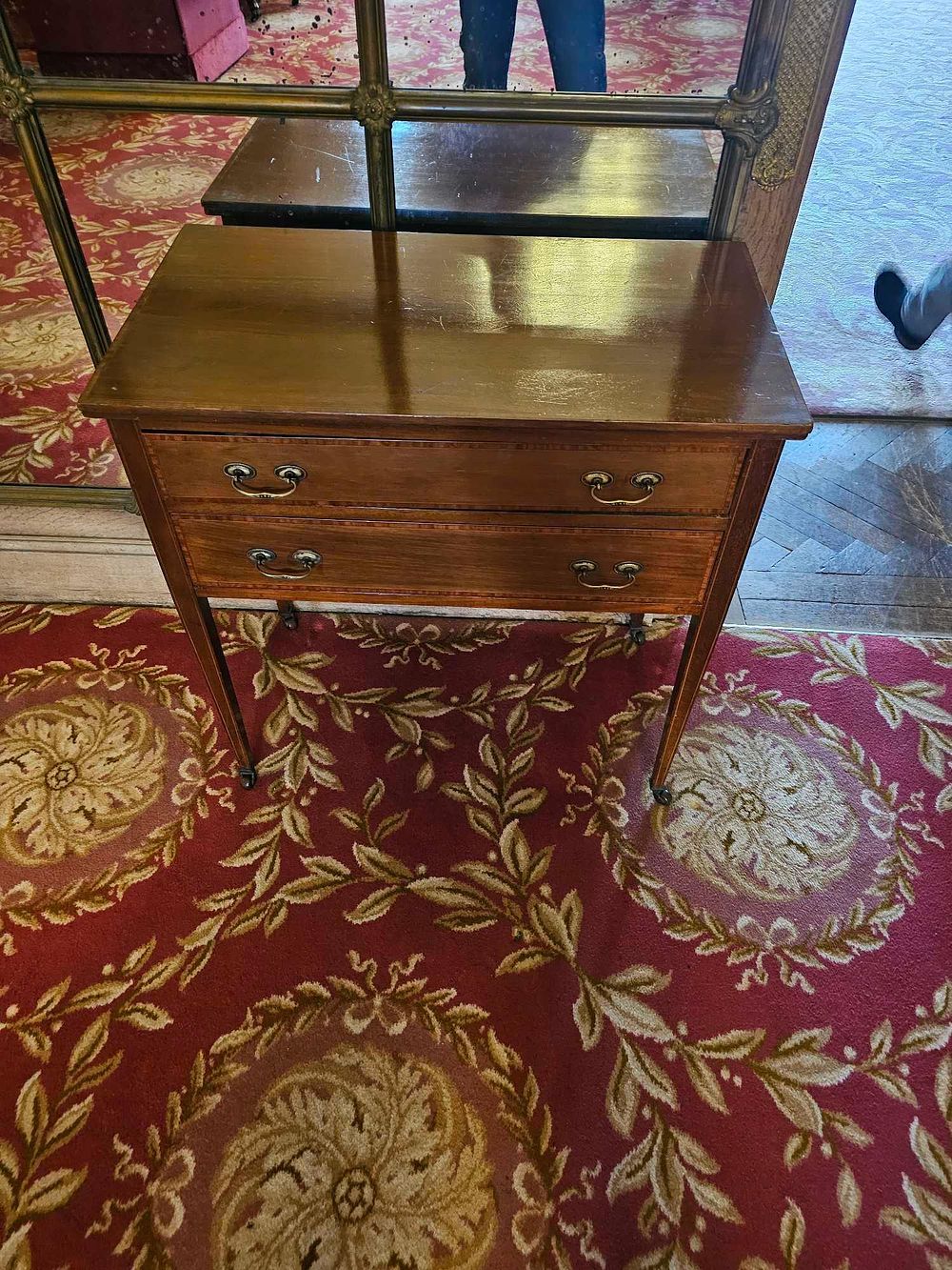 Lot 116: A Neoclassical Mahogany Two-Drawer Side Table, Late 18th/Early 19th Century
