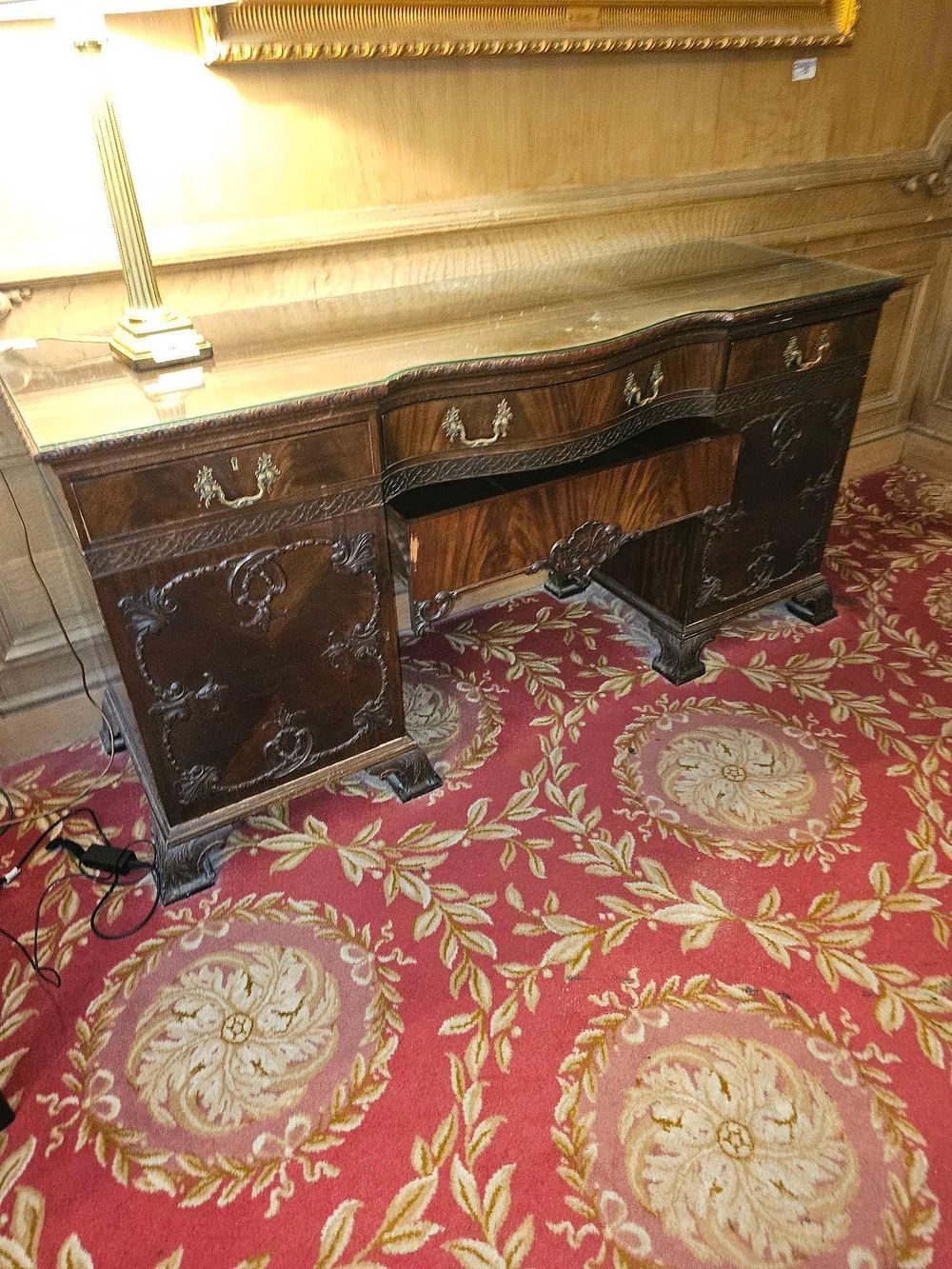 Lot 131: A Chippendale Style Mahogany Twin Pedestal Sideboard, Early 20th Century