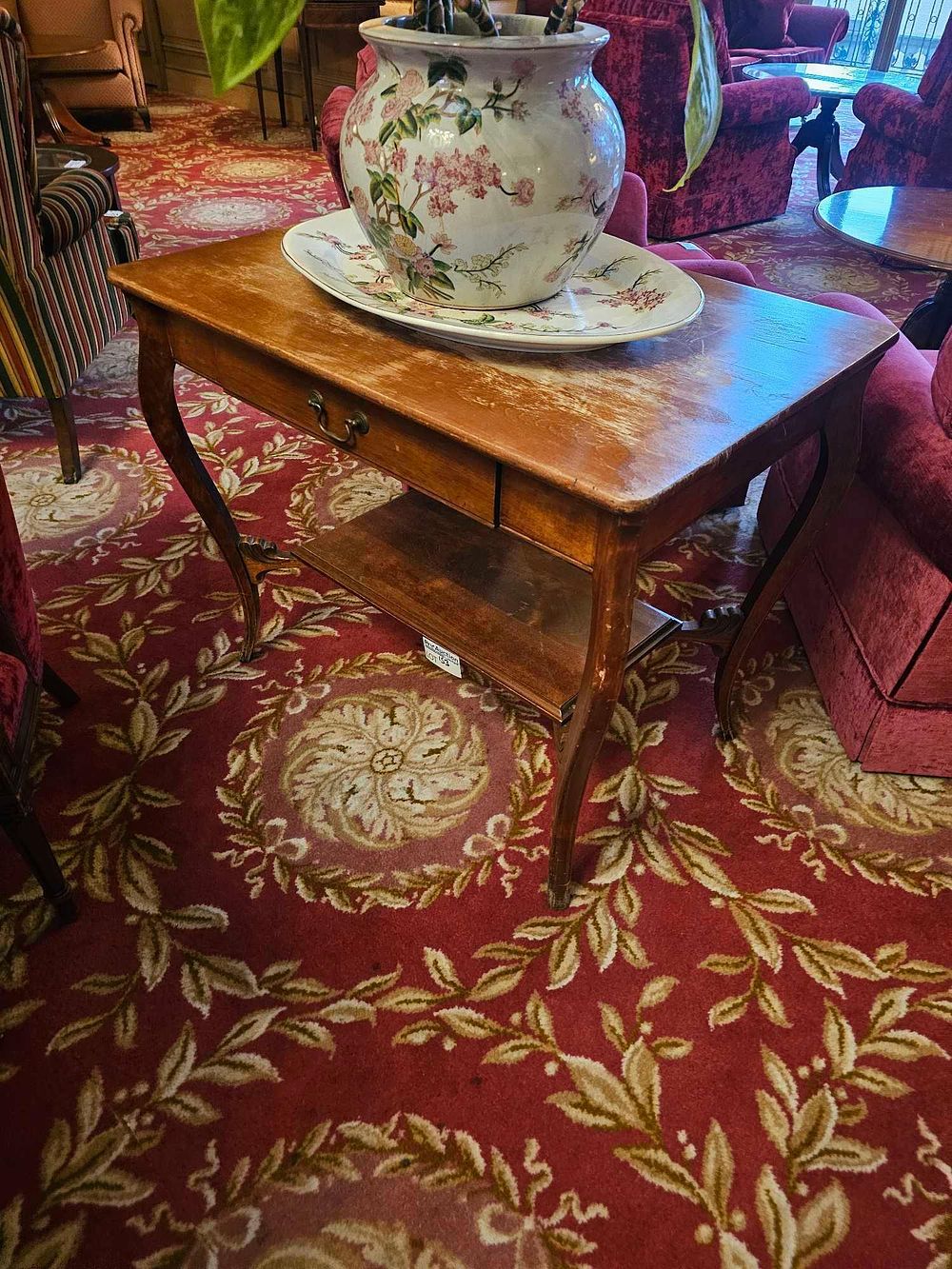 Lot 153: Late 19th/Early 20th Century Oak Library Table, Queen Anne/Rococo Revival Style