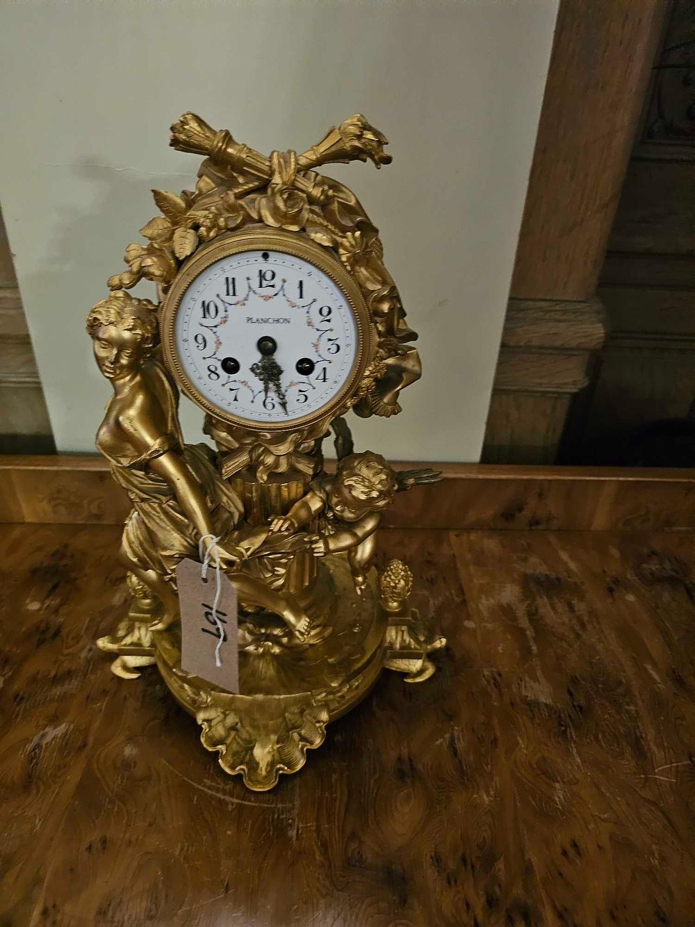 Lot 169: New Haven Gilt Bronze Figural Mantel Clock