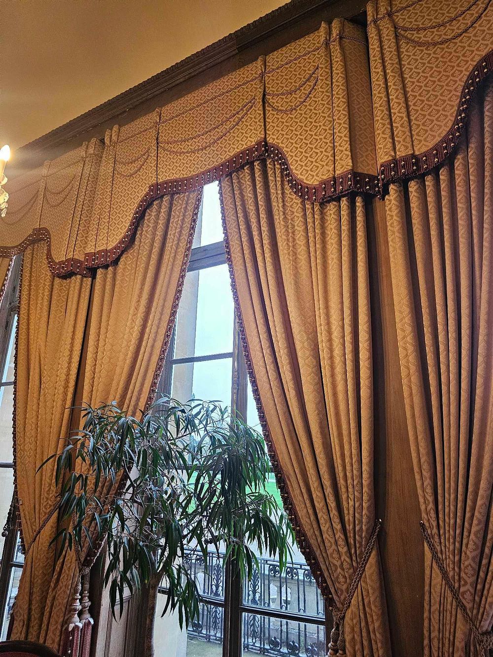 Lot 173: A Pair of Claremont Style Window Draperies, in the Manner of David Easton