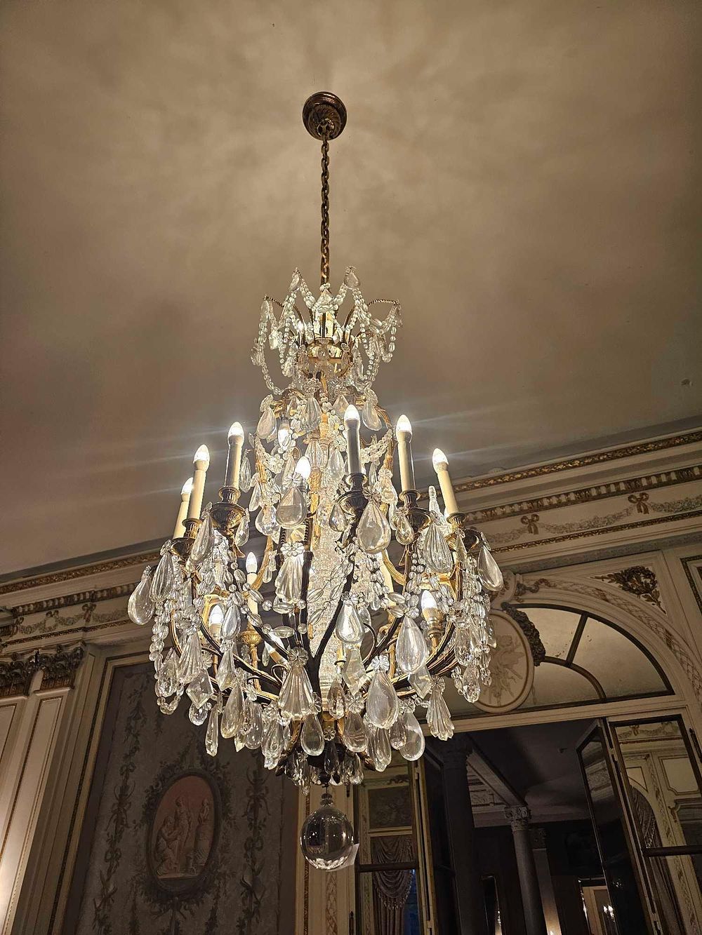 Lot 220: A French Late 19th Century Baccarat Manner Gilt-Bronze and Crystal Chandelier