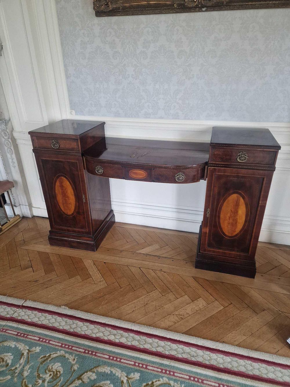 Lot 245: Baker Georgian Style Double Pedestal Sideboard
