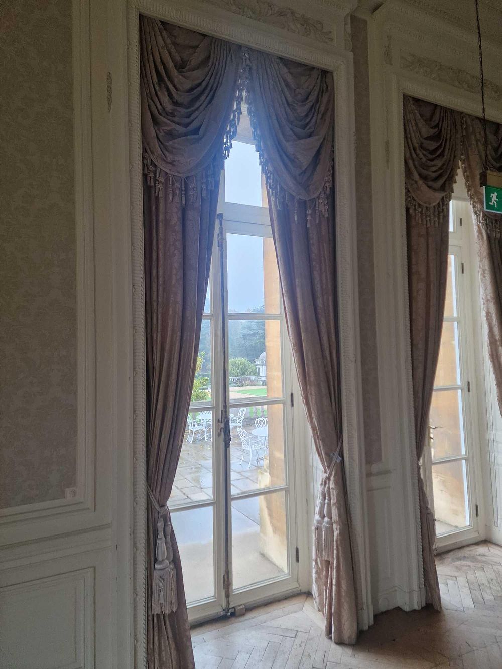 Lot 254: A Pair of Rococo Revival Style Custom Window Treatments, Late 19th/Early 20th Century