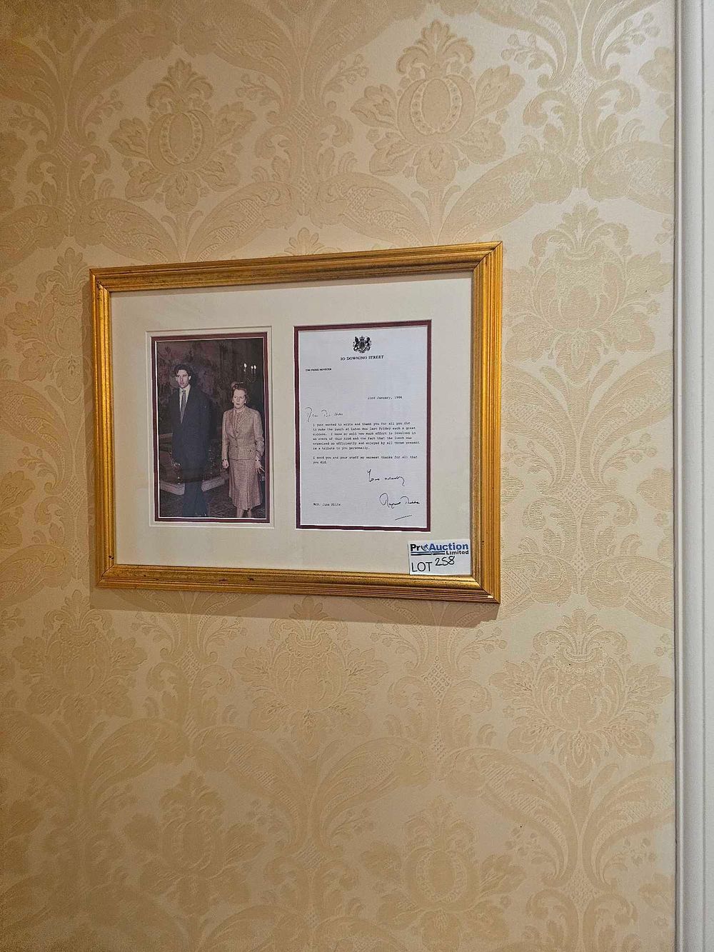 Lot 258: Margaret Thatcher Signed Letter with Accompanying Photograph Display