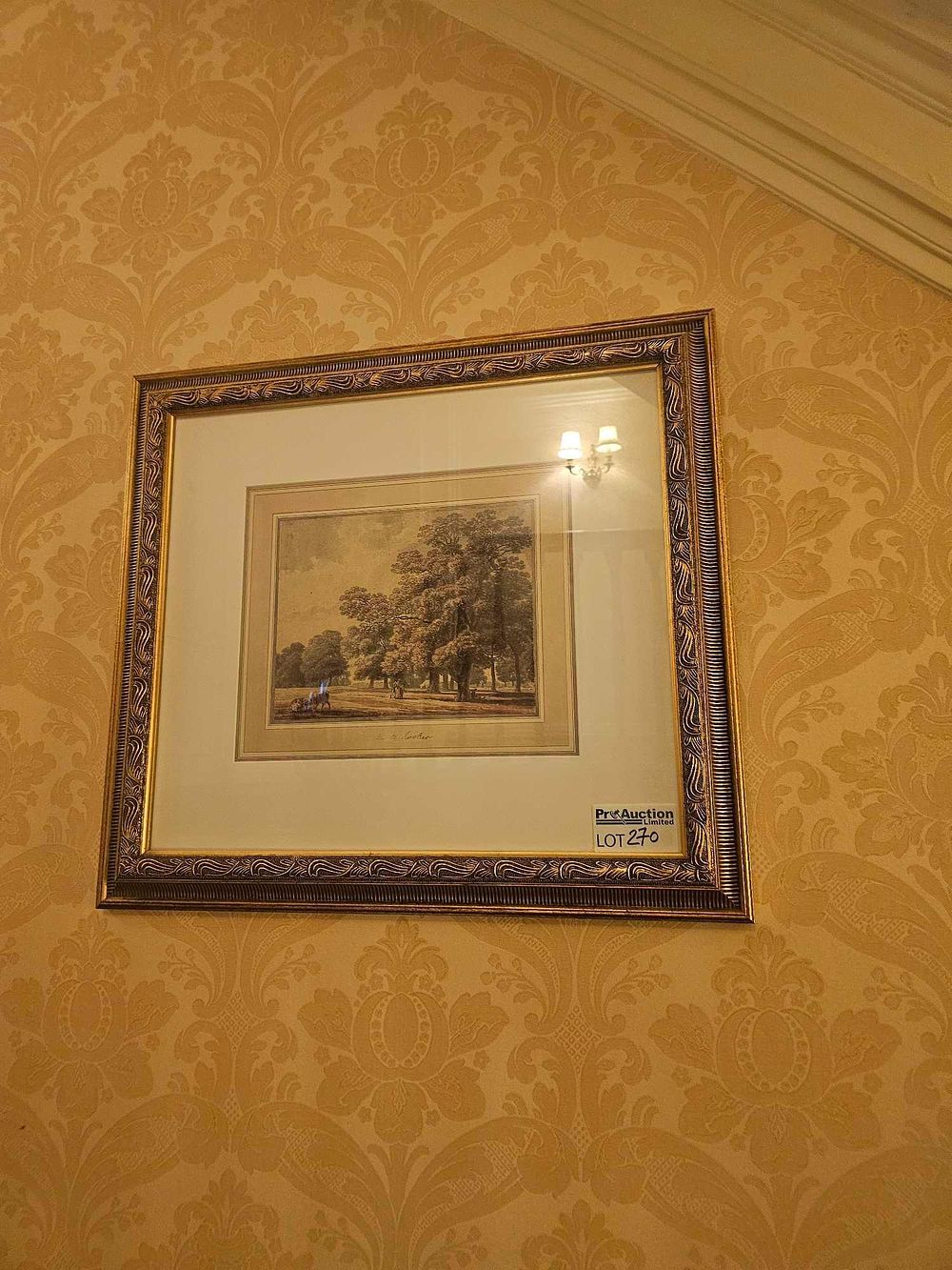 Lot 270: 19th Century British School Style Framed Landscape Print or Drawing, Signed 'W. C. Copetes'