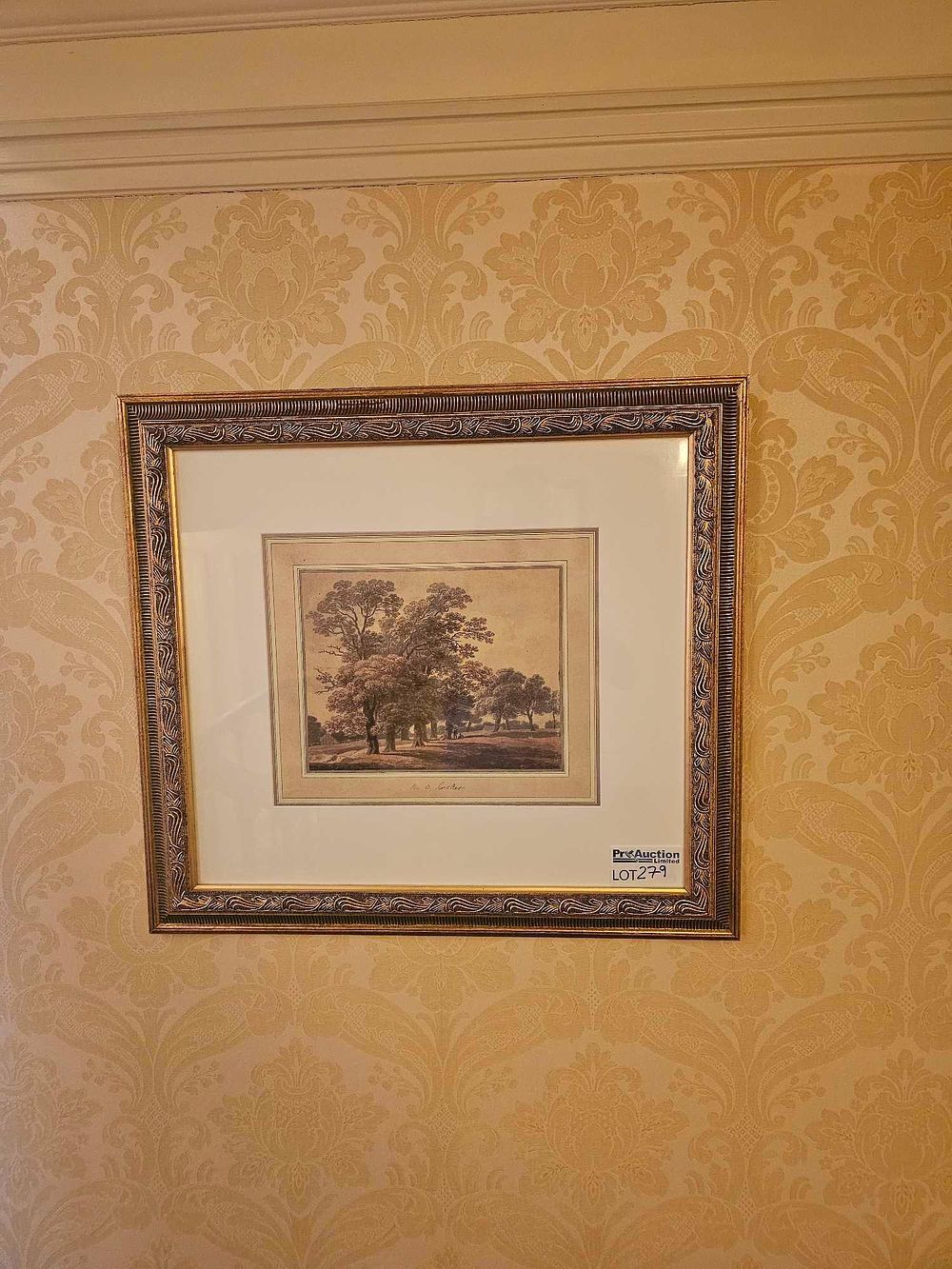 Lot 279: A 19th Century English Framed Sepia Pen and Wash Landscape Drawing
