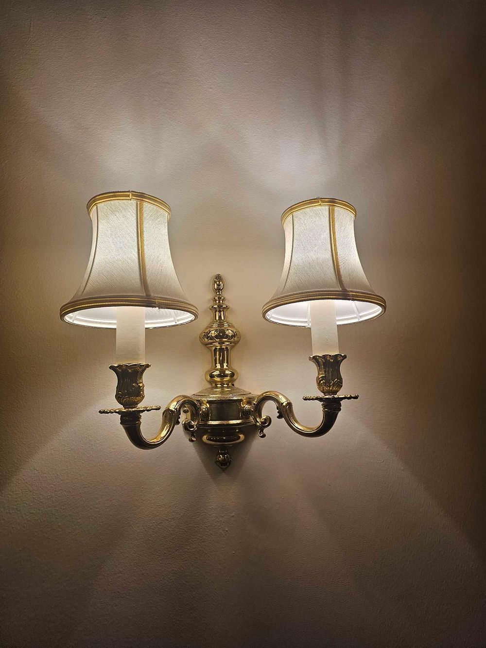 Lot 281: A Traditional Style Brass Double-Arm Wall Sconce