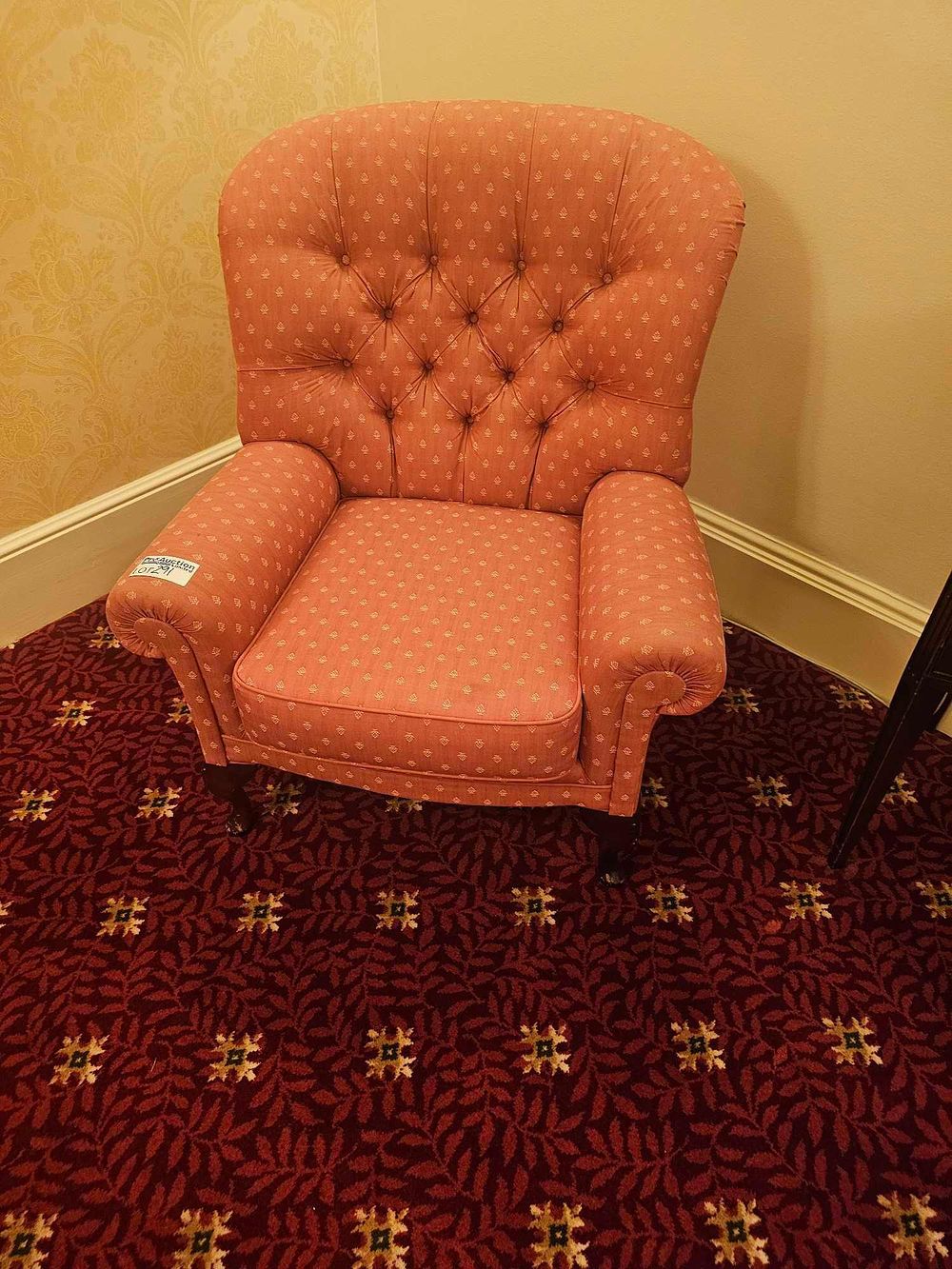 Lot 291: A Traditional Style Button-Tufted Upholstered Armchair