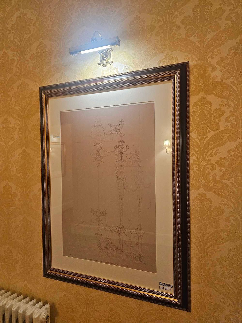 Lot 295: A Framed Rococo/Neoclassical Style Architectural Design Drawing