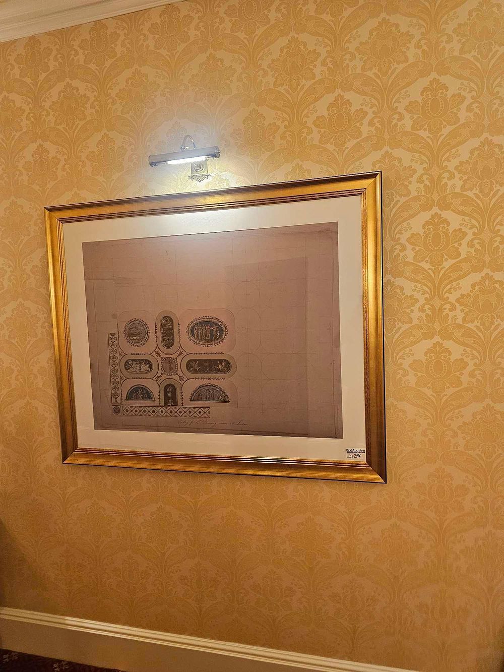 Lot 296: A Framed Neoclassical Architectural Engraving, Design for a Ceiling