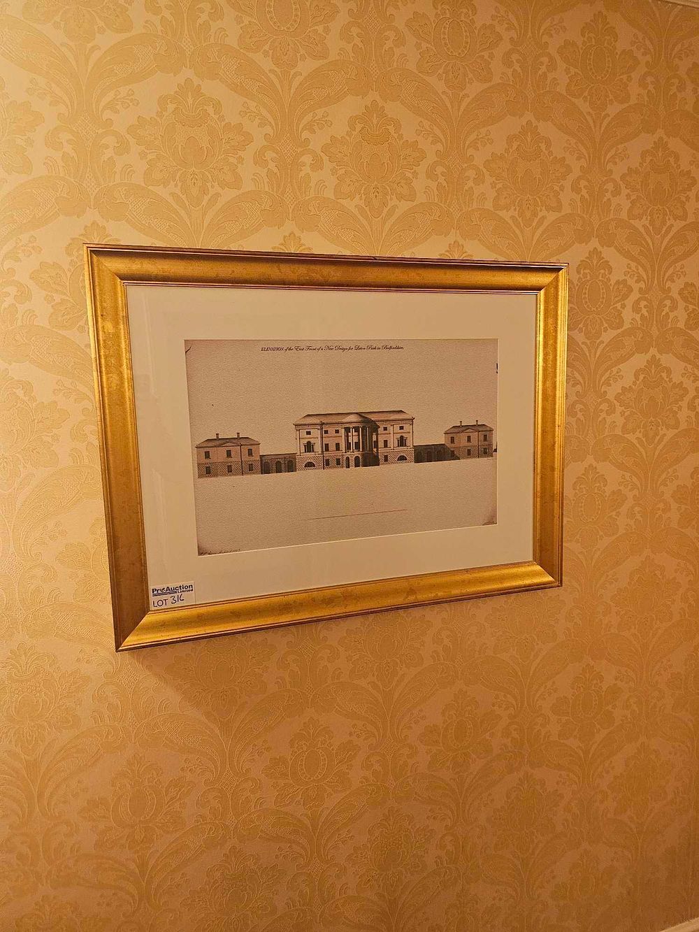 Lot 316: An Architectural Drawing: Elevation of Latton Park, Wiltshire