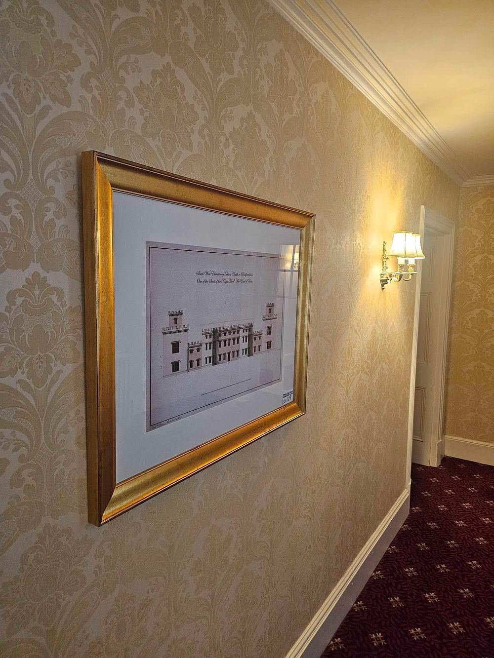 Lot 319: Framed 19th Century Style Hand-Colored Architectural Elevation Print of Lytton Castle