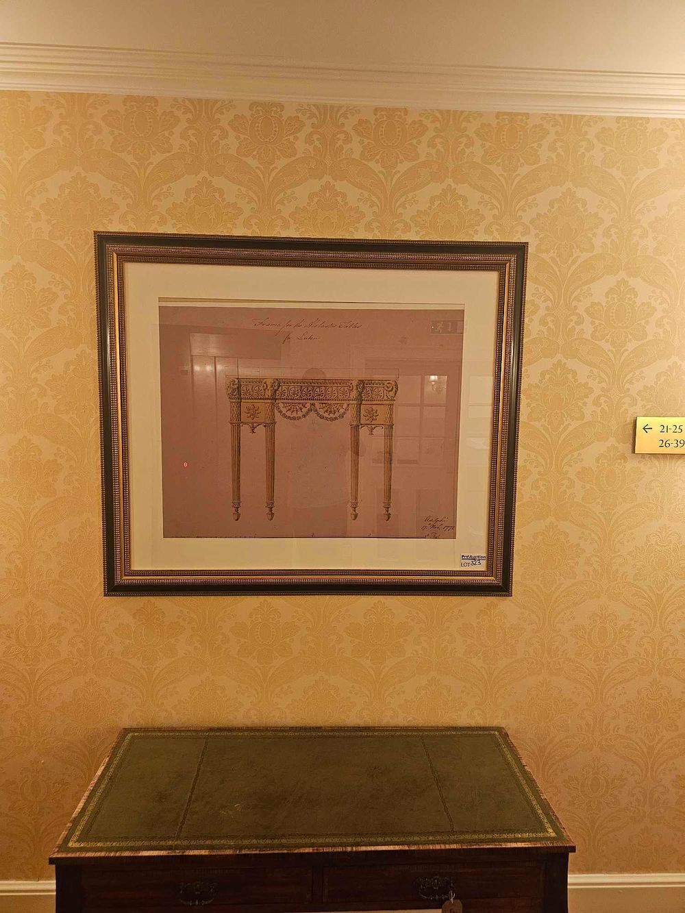 Lot 323: An Adam Style Architectural Design Drawing for the Alcove Table for Luton, Attributed to William and James Adam, circa 1770s