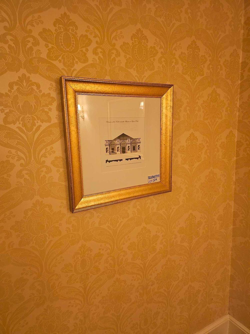 Lot 324: Gibbs and Kirkall Architectural Engraving: Elevation of the North end of the Music Room at Stowe Park