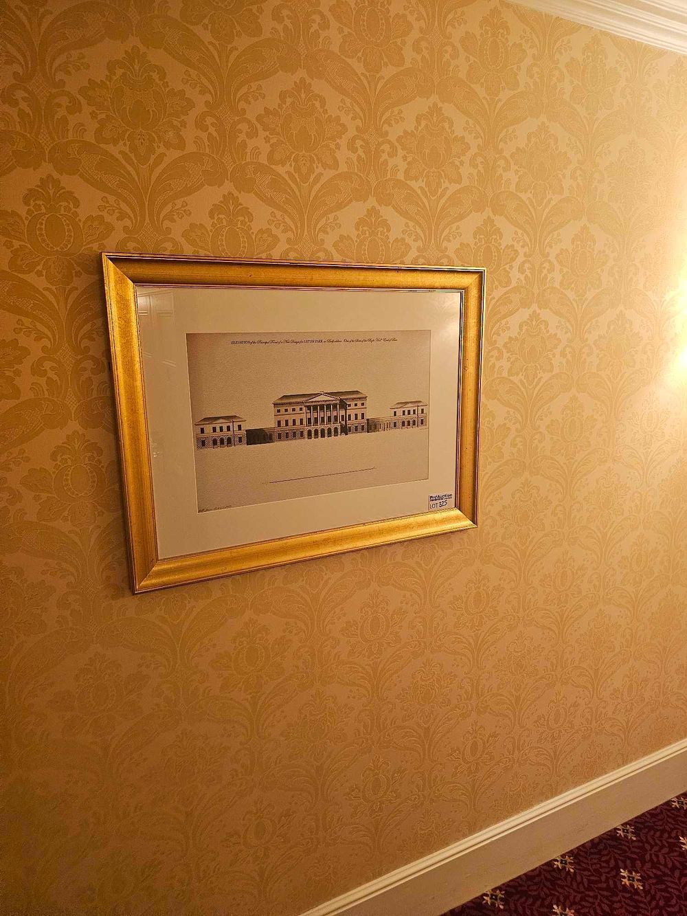 Lot 325: An Architectural Engraving After Colen Campbell, 'Elevation of the Principal Front of a New Building at Lytton Park'