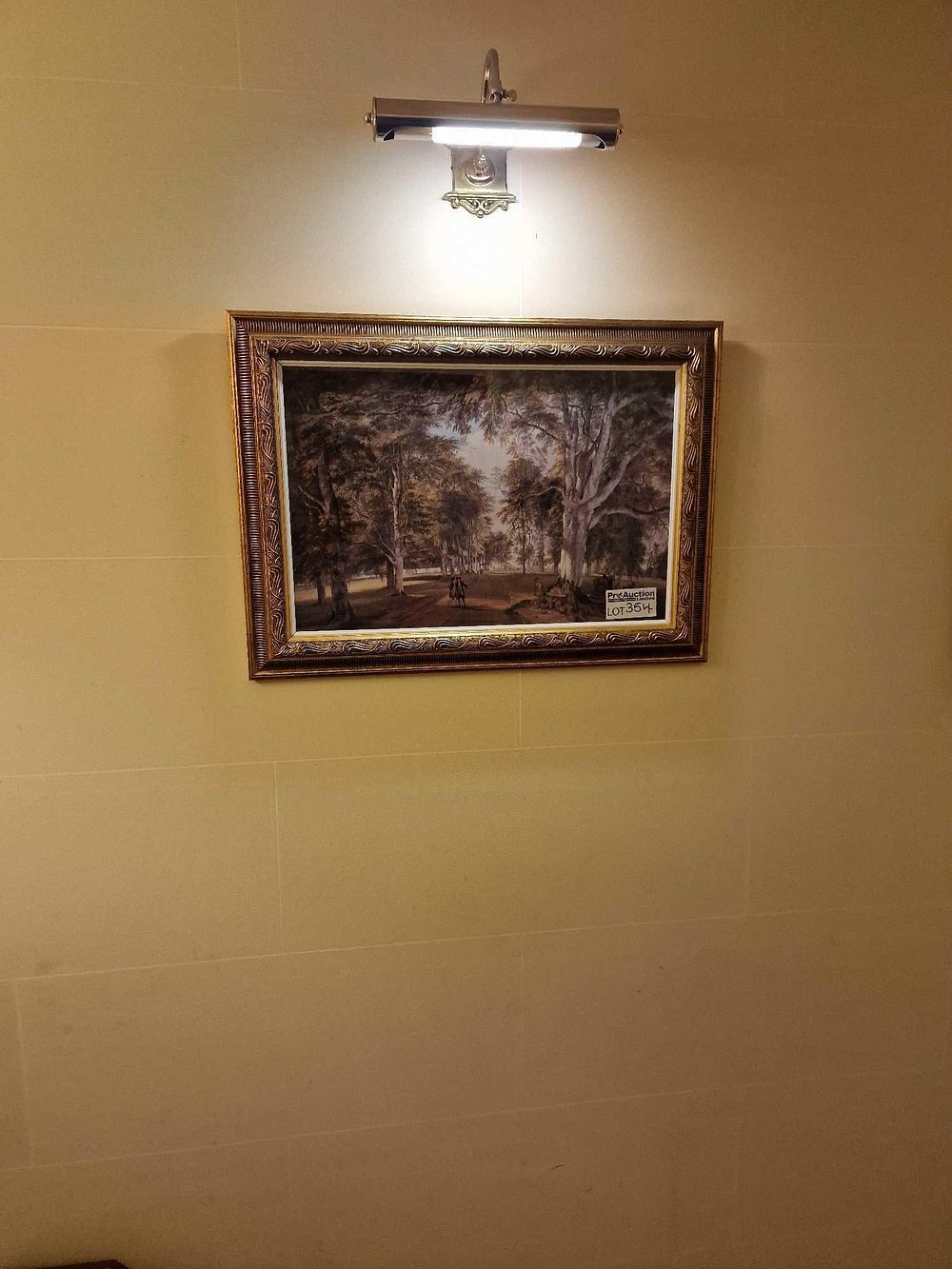 Lot 354: Framed Oil Painting of a Wooded Landscape with Figures