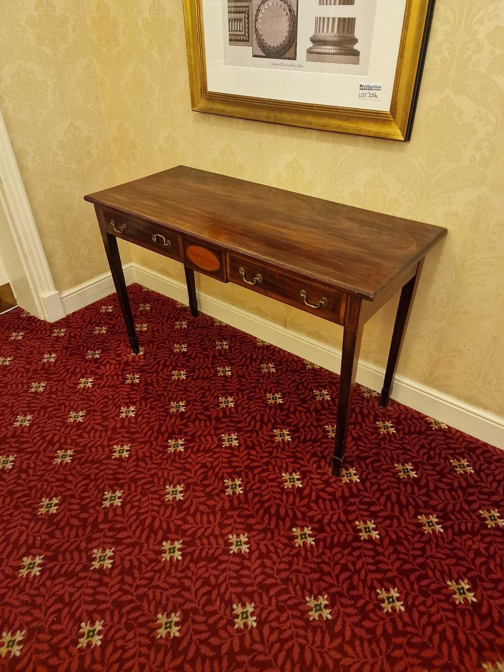 Lot 358: An Edwardian Style Inlaid Mahogany Console Table
