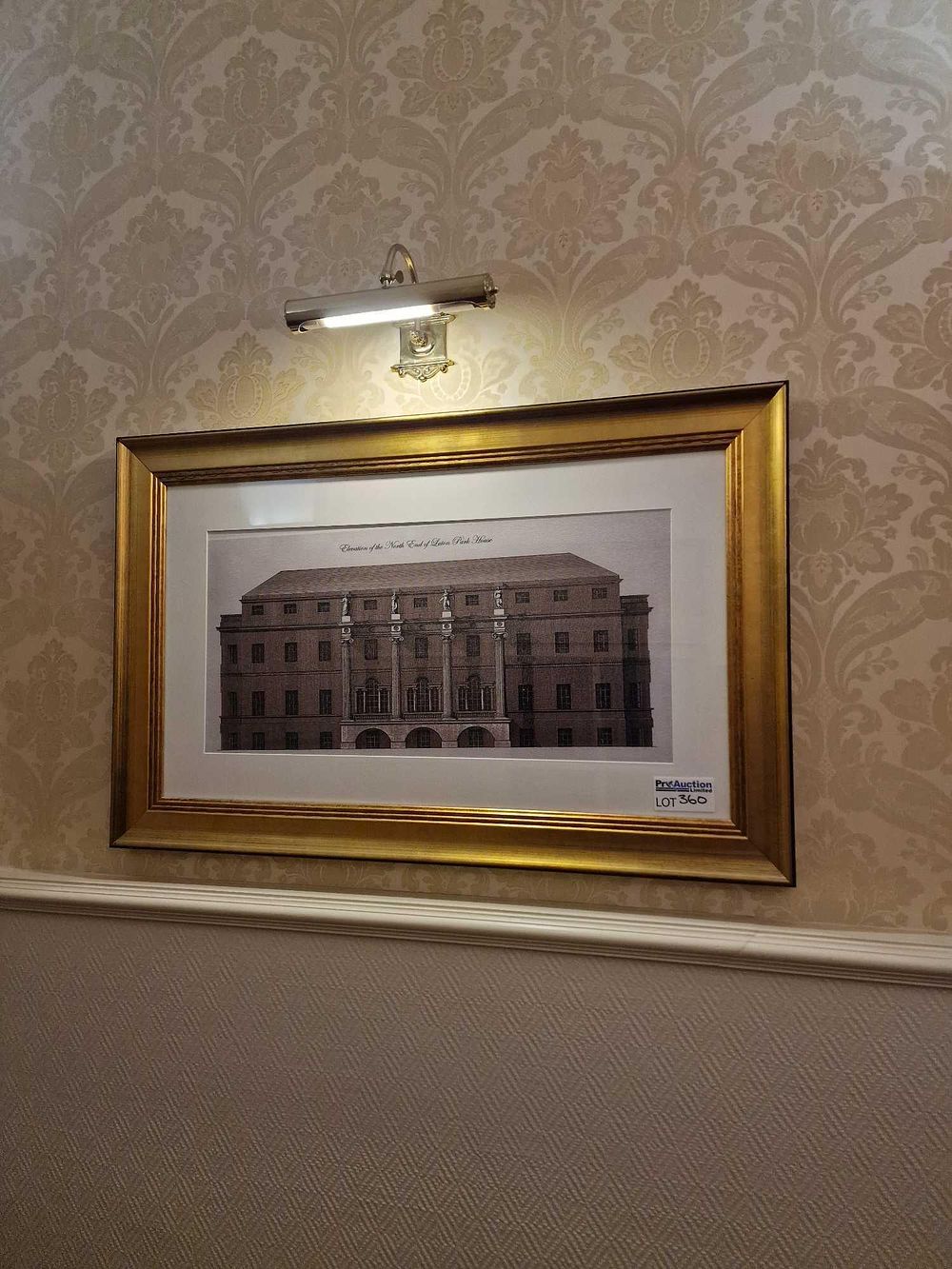 Lot 360: A Framed Architectural Print: 'Elevation of the North East of Lathom Park House'