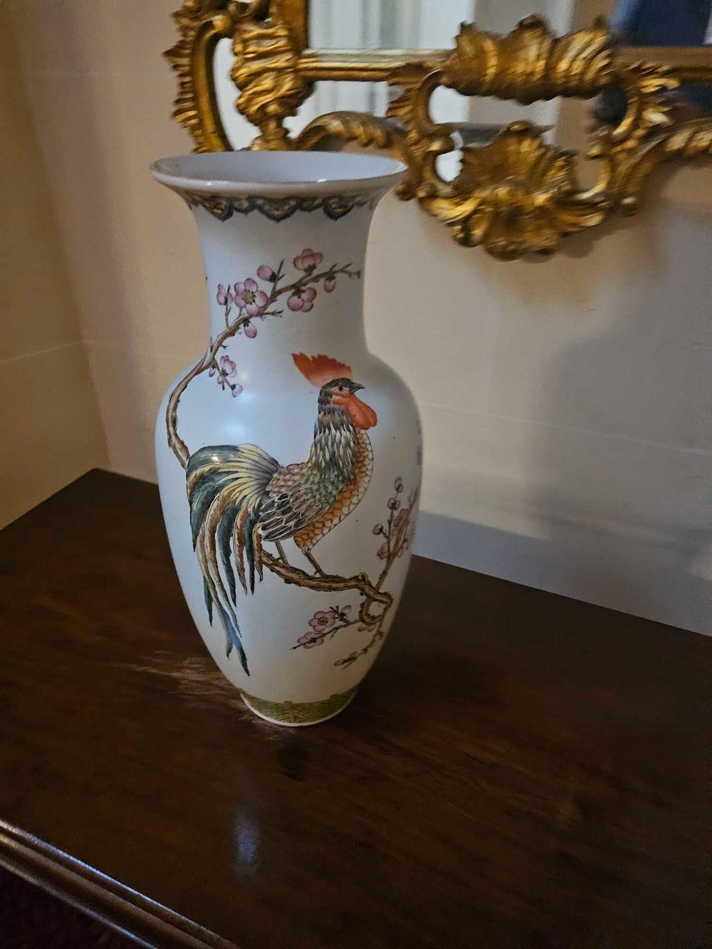 Lot 406: A Meiji Japanese Satsuma Polychrome Enamel Rooster Vase, Attributed to Kinkozan